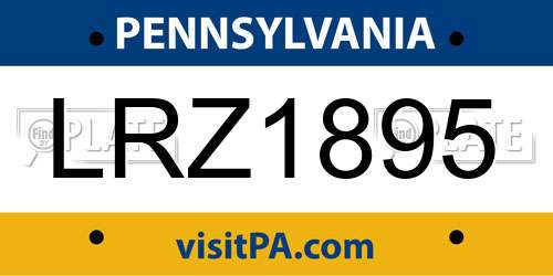 LRZ1895 Pennsylvania License Plate