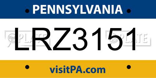 LRZ3151 Pennsylvania License Plate