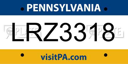 LRZ3318 Pennsylvania License Plate