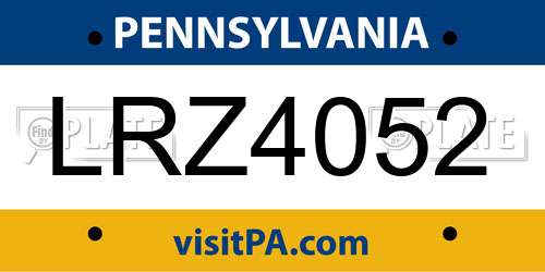 LRZ4052 Pennsylvania License Plate
