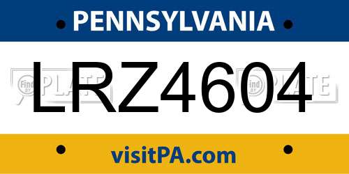 LRZ4604 Pennsylvania License Plate