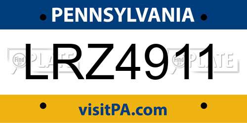 LRZ4911 Pennsylvania License Plate