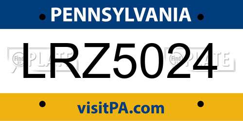LRZ5024 Pennsylvania License Plate