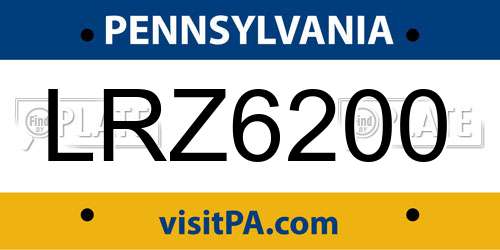 LRZ6200 Pennsylvania License Plate