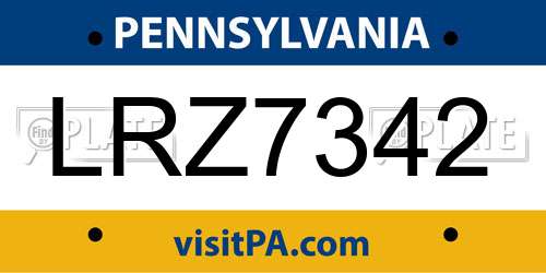 LRZ7342 Pennsylvania License Plate