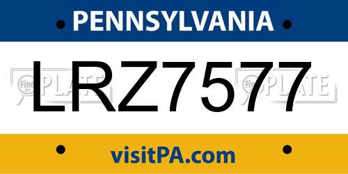 LRZ7577 Pennsylvania License Plate