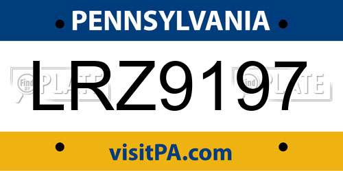 LRZ9197 Pennsylvania License Plate