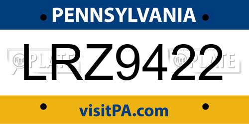 LRZ9422 Pennsylvania License Plate