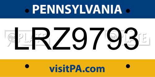 LRZ9793 Pennsylvania License Plate