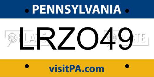 LRZO49 Pennsylvania License Plate