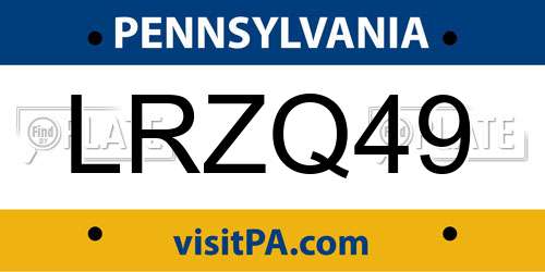 LRZQ49 Pennsylvania License Plate