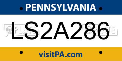 LS2A286 Pennsylvania License Plate
