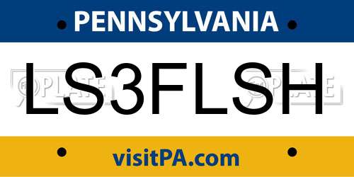 LS3FLSH Pennsylvania License Plate