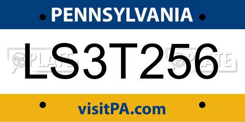 LS3T256 Pennsylvania License Plate