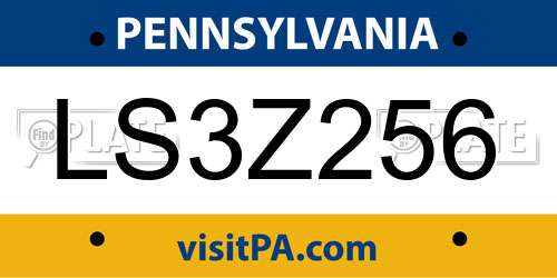 LS3Z256 Pennsylvania License Plate