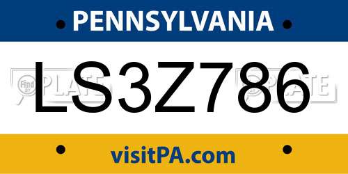 LS3Z786 Pennsylvania License Plate
