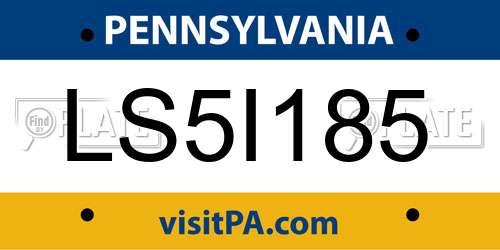 LS5I185 Pennsylvania License Plate