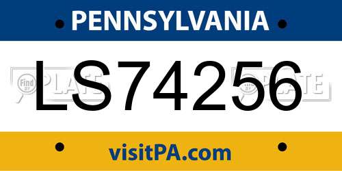 LS74256 Pennsylvania License Plate