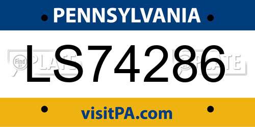 LS74286 Pennsylvania License Plate