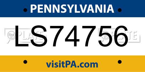 LS74756 Pennsylvania License Plate