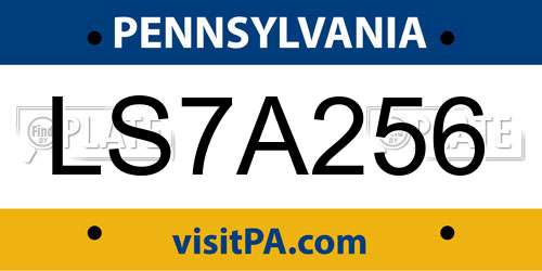 LS7A256 Pennsylvania License Plate