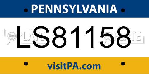 LS81158 Pennsylvania License Plate