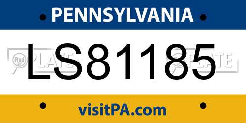 LS81185 Pennsylvania License Plate