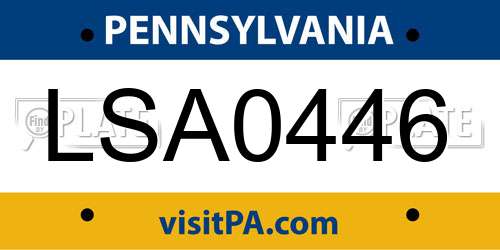 LSA0446 Pennsylvania License Plate