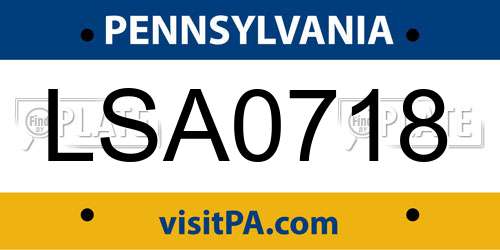 LSA0718 Pennsylvania License Plate