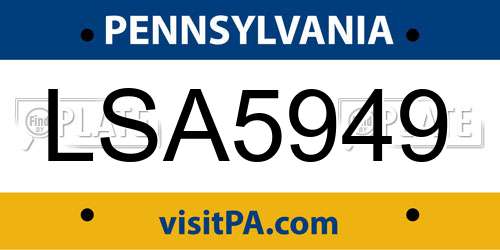 LSA5949 Pennsylvania License Plate