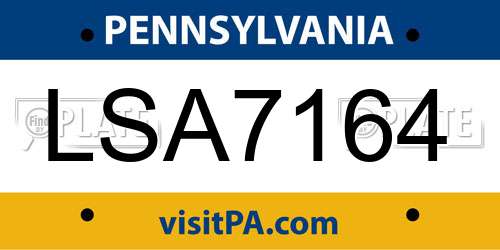 LSA7164 Pennsylvania License Plate