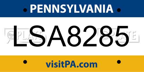 LSA8285 Pennsylvania License Plate