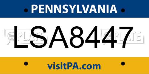 LSA8447 Pennsylvania License Plate