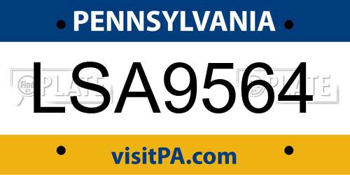 LSA9564 Pennsylvania License Plate