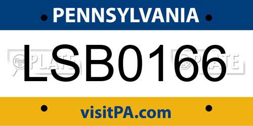 LSB0166 Pennsylvania License Plate