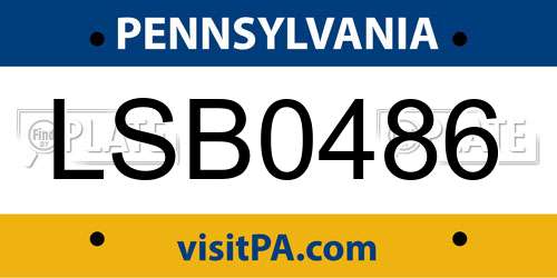 LSB0486 Pennsylvania License Plate