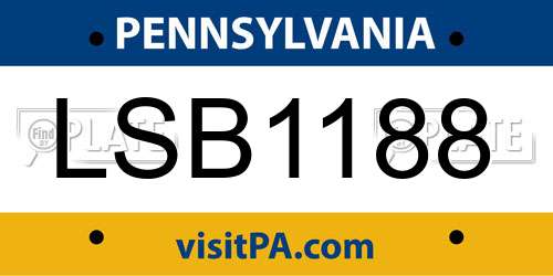 LSB1188 Pennsylvania License Plate