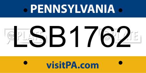 LSB1762 Pennsylvania License Plate
