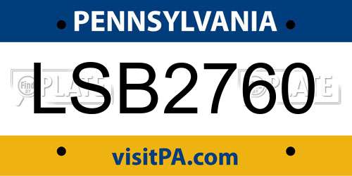 LSB2760 Pennsylvania License Plate