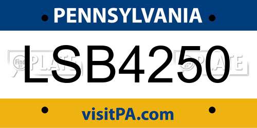 LSB4250 Pennsylvania License Plate