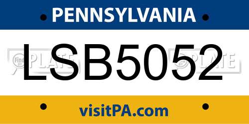 LSB5052 Pennsylvania License Plate