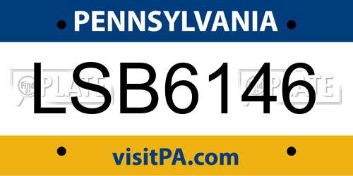 LSB6146 Pennsylvania License Plate