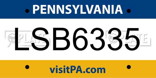 LSB6335 Pennsylvania License Plate