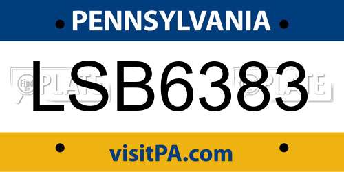 LSB6383 Pennsylvania License Plate
