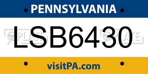 LSB6430 Pennsylvania License Plate