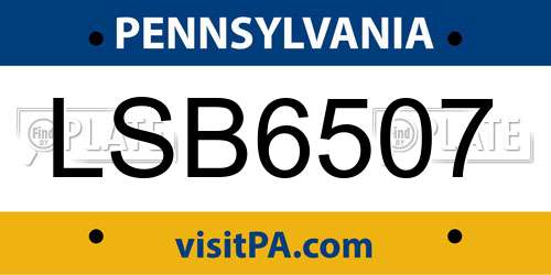 LSB6507 Pennsylvania License Plate