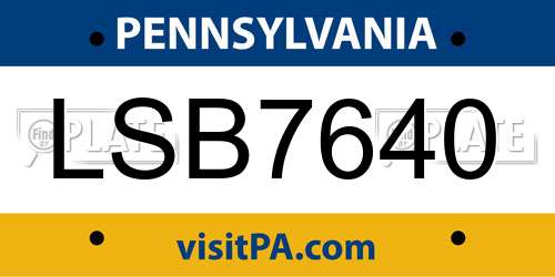 LSB7640 Pennsylvania License Plate