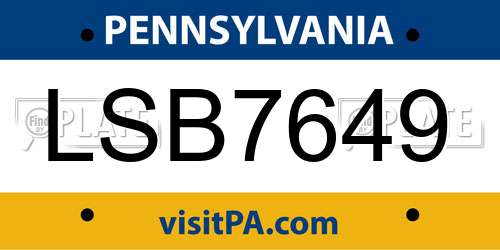LSB7649 Pennsylvania License Plate