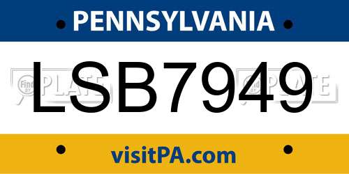 LSB7949 Pennsylvania License Plate