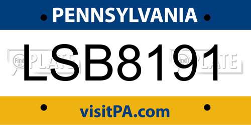 LSB8191 Pennsylvania License Plate